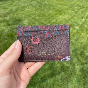 Coach Maroon Flower Card Case